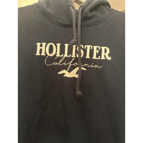 HOLLISTER Hoodie Womens Size L Navy Blue Embroidered Logo Casual Surfwear - Picture 2 of 4